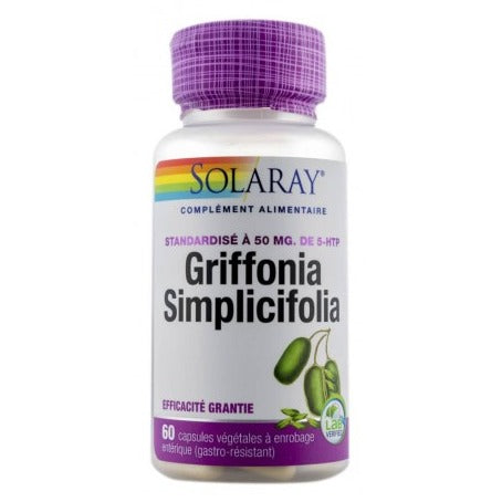 Griffonia 5-HTP - 50 mg - 60 Gélules Végétales à Enrobage Entérique - Solaray