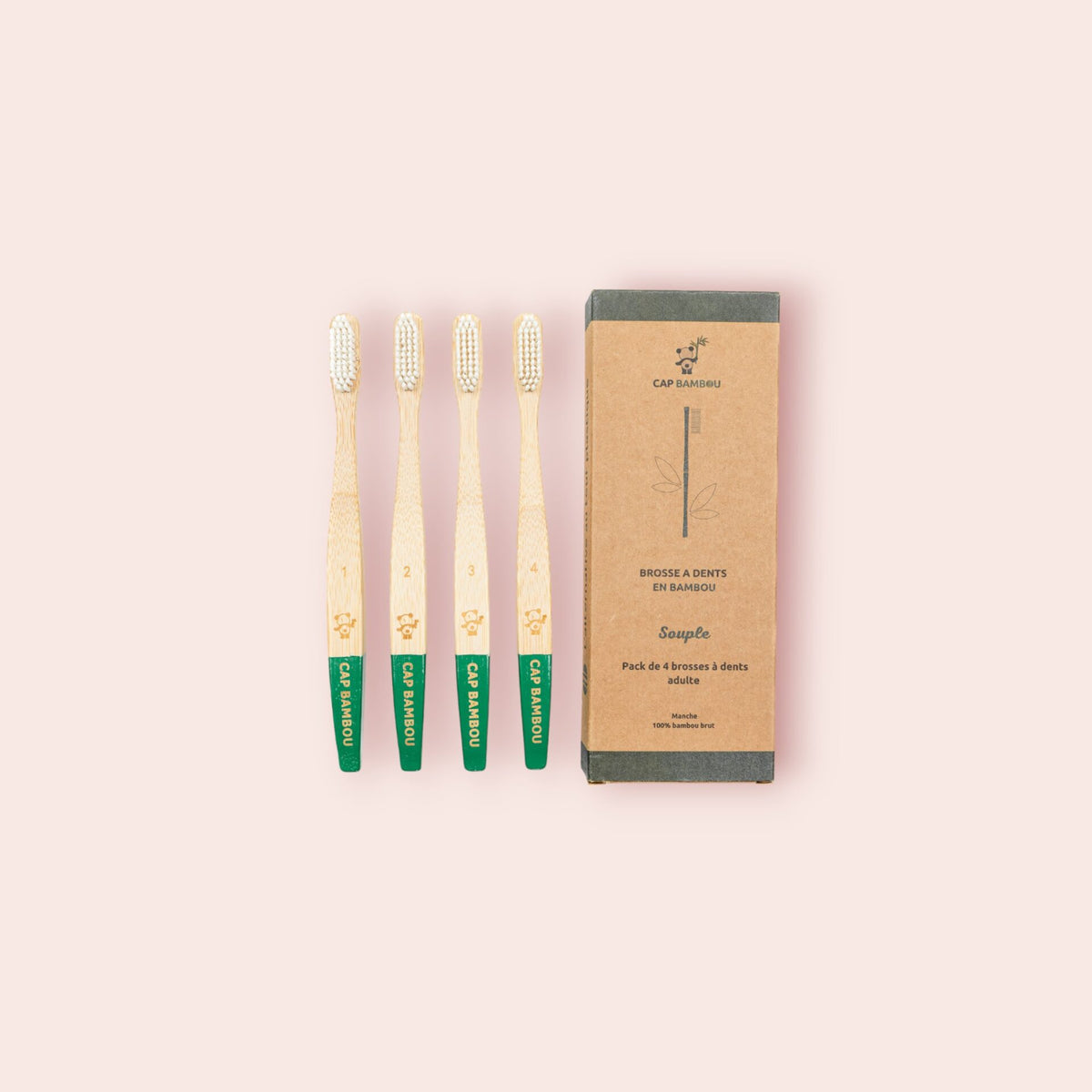 Brosses à Dents Adulte en Bambou - Médium - Lot de 4 - Cap Bambou