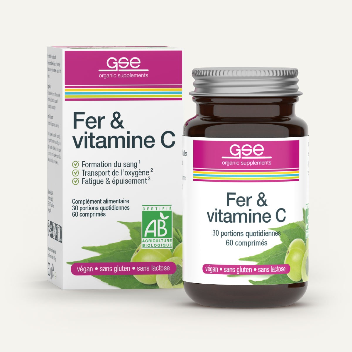 Fer & Vitamine C Complexe - 60 Comprimés - Bio - GSE
