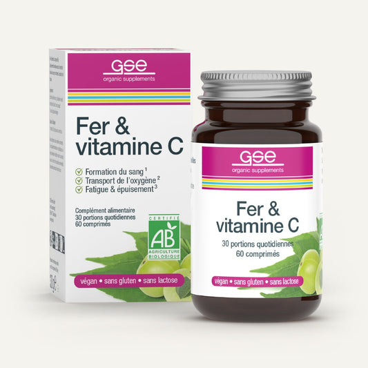 Fer & Vitamine C Complexe - 60 Comprimés - Bio - GSE