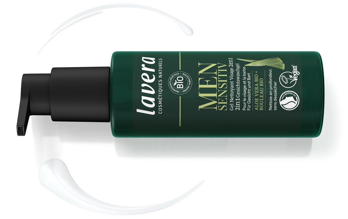Men Sensitiv Gel Nettoyant Visage 2-en-1 - 150 ml - Lavera