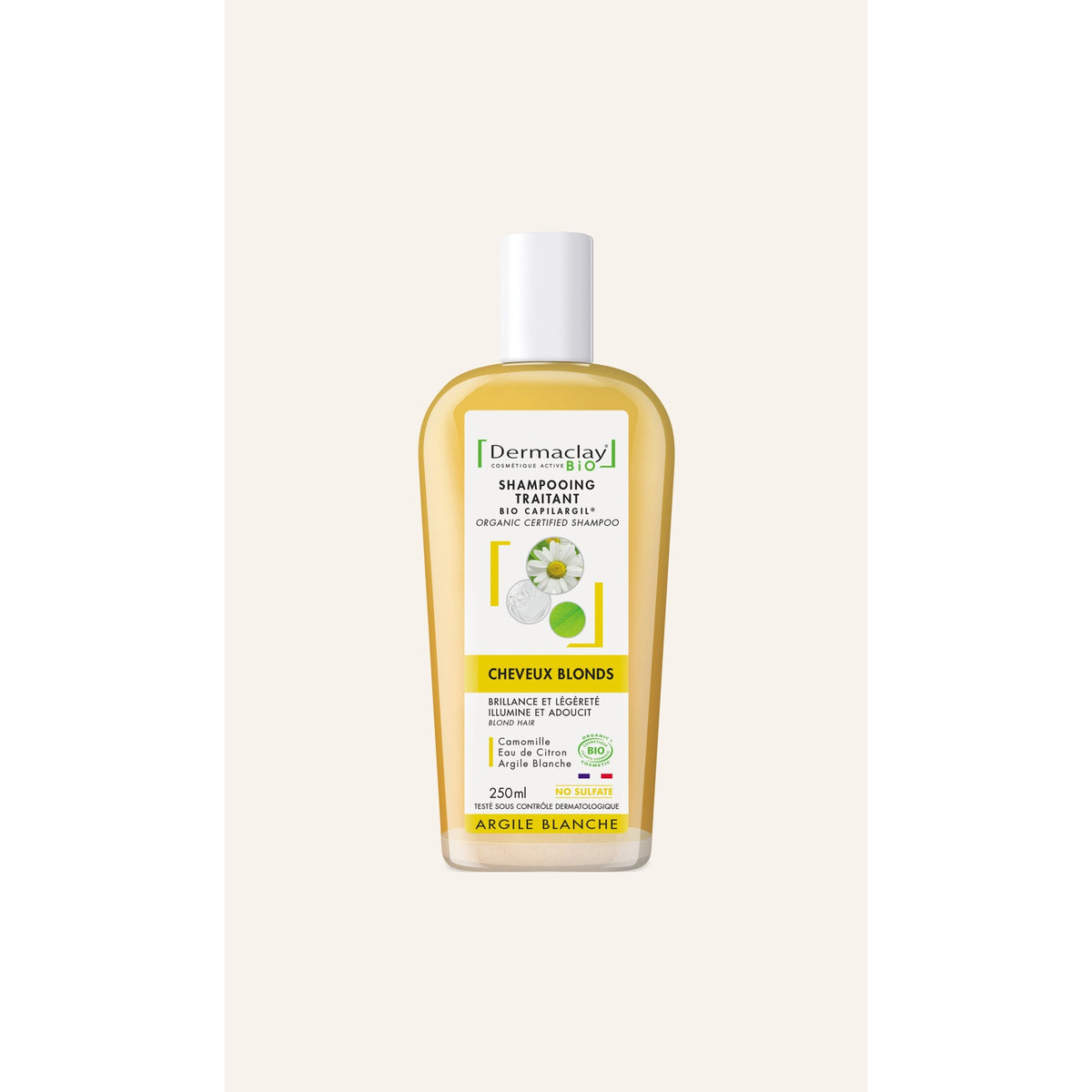 Shampooing Cheveux Blonds - 250 ml - Bio - Dermaclay
