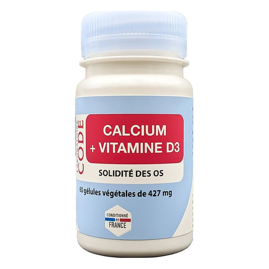 Calcium + Vitamine D3 - 60 Gélules Végétales - Laboratoire Code