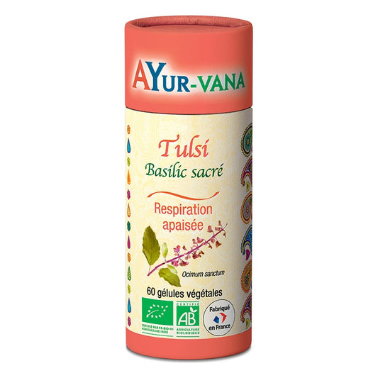 Tulsi (Basilic Sacré) - 60 Gélules Végétales - Bio - Ayur-Vana