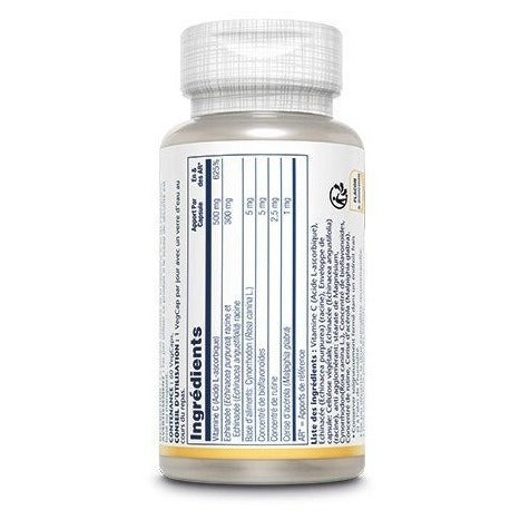 Vitamine C&Echinacée - 500 mg et 300 mg - 60 Gélules Végétales - Solaray