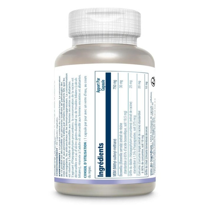MSM, Curcuma, Boswellia, Harpagophytum et Griffe de Chat - 90 Gélules Végétales - Solaray