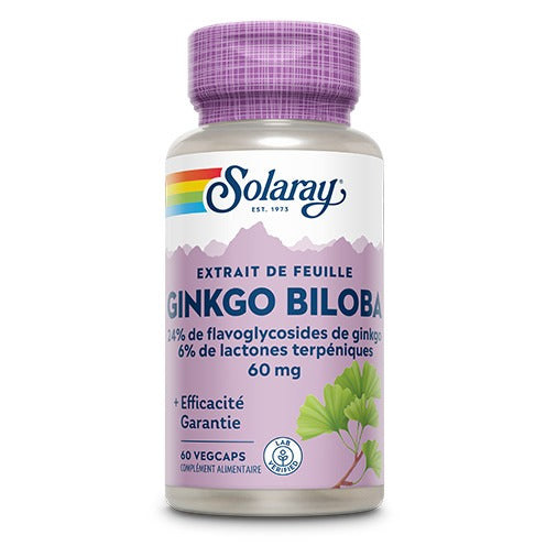 Ginkgo Biloba - 60 mg - 60 Gélules Végétales - Solaray