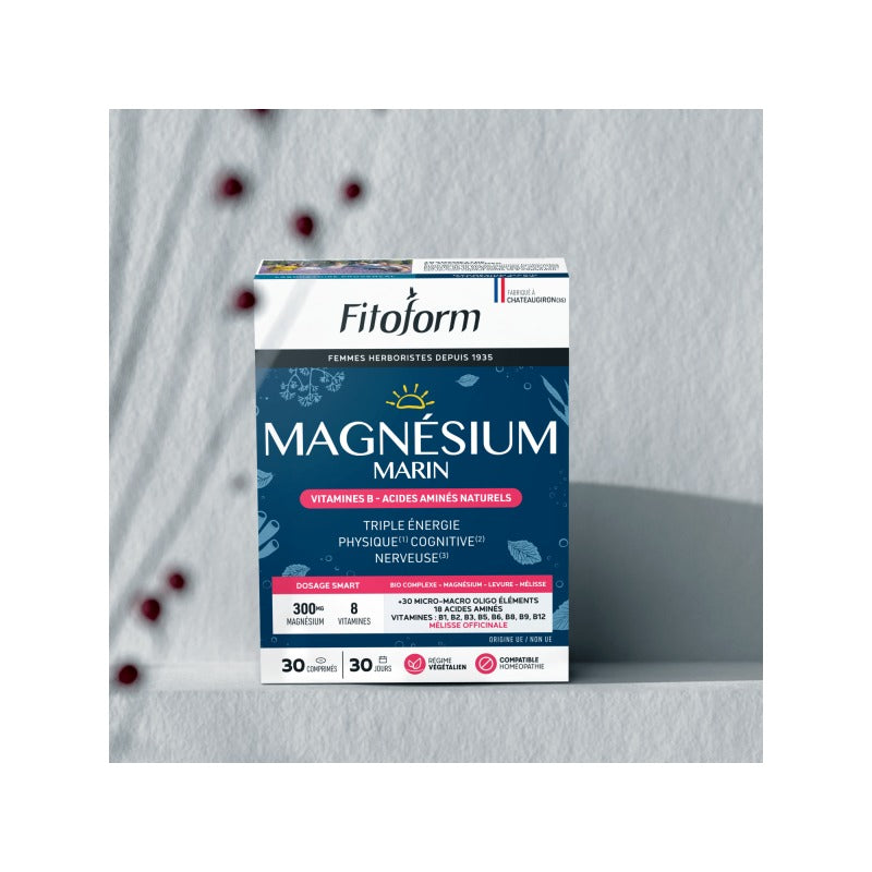Magnésium Marin Vitamines B et Acides Aminés Naturels - Comprimés - Fitoform - 30 Comprimés