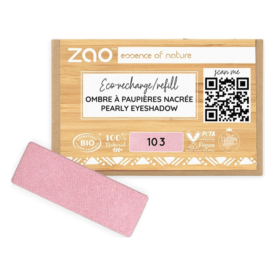 Recharge Ombre à Paupières Rectangle Nacré - 1,3 g - Zao - 103 - Vieux Rose