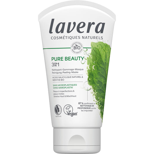 Pure Beauty 3-en-1 Nettoyant Gommage Masque - 125 ml - Bio - Lavera