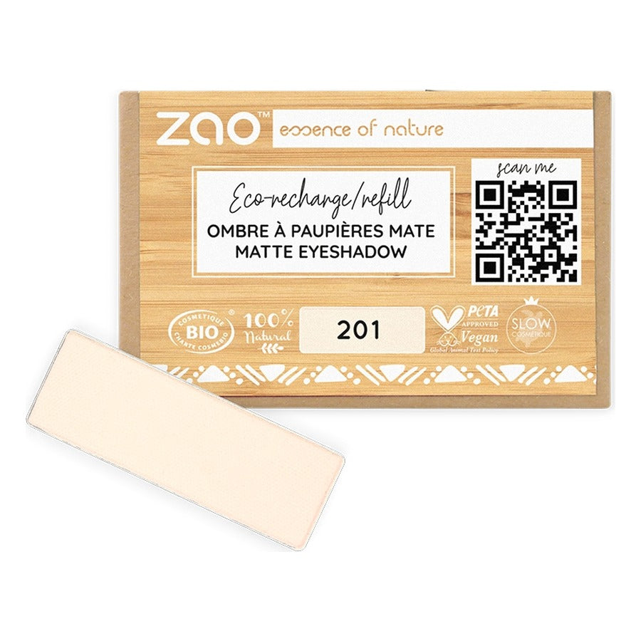 Recharge Ombre à Paupières Rectangle Mat - 1,3 g - Zao - 201 - Ivoire