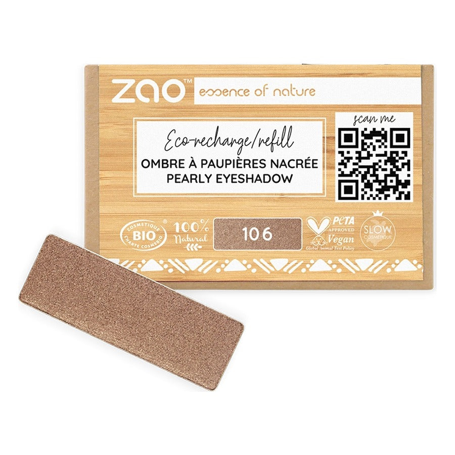 Recharge Ombre à Paupières Rectangle Nacré - 1,3 g - Zao - 106 - Bronze