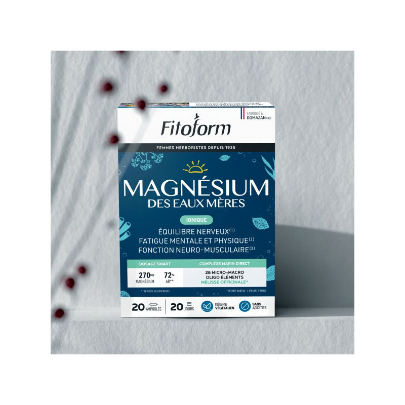 Magnésium des Eaux Mères Ionique - 20 Ampoules de 10 ml - Fitoform