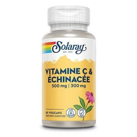 Vitamine C&Echinacée - 500 mg et 300 mg - 60 Gélules Végétales - Solaray