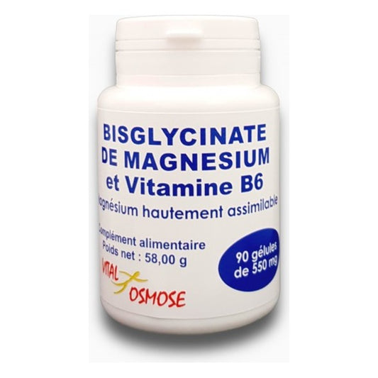 Bisglycinate de Magnésium et Vitamine B6 550 mg - 90 Gélules - Vital Osmose