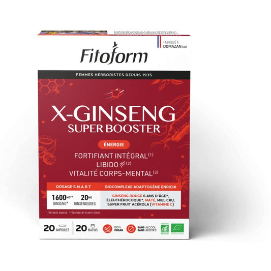 X-Ginseng Super Booster - Énergie - 20 Ampoules de 10 ml - Bio - Fitoform