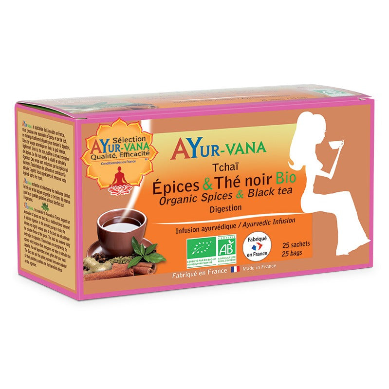 Infusion Épices & Thé Noir - Boîte de 25 Infusettes - Bio - Ayur-Vana