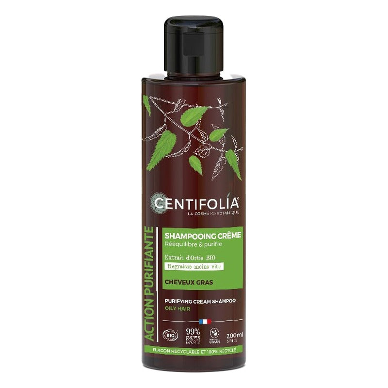 PURIFIANT Shampooing Cheveux Gras, Regraissant Vite - 200 ml - Cosmos Organic - Centifolia