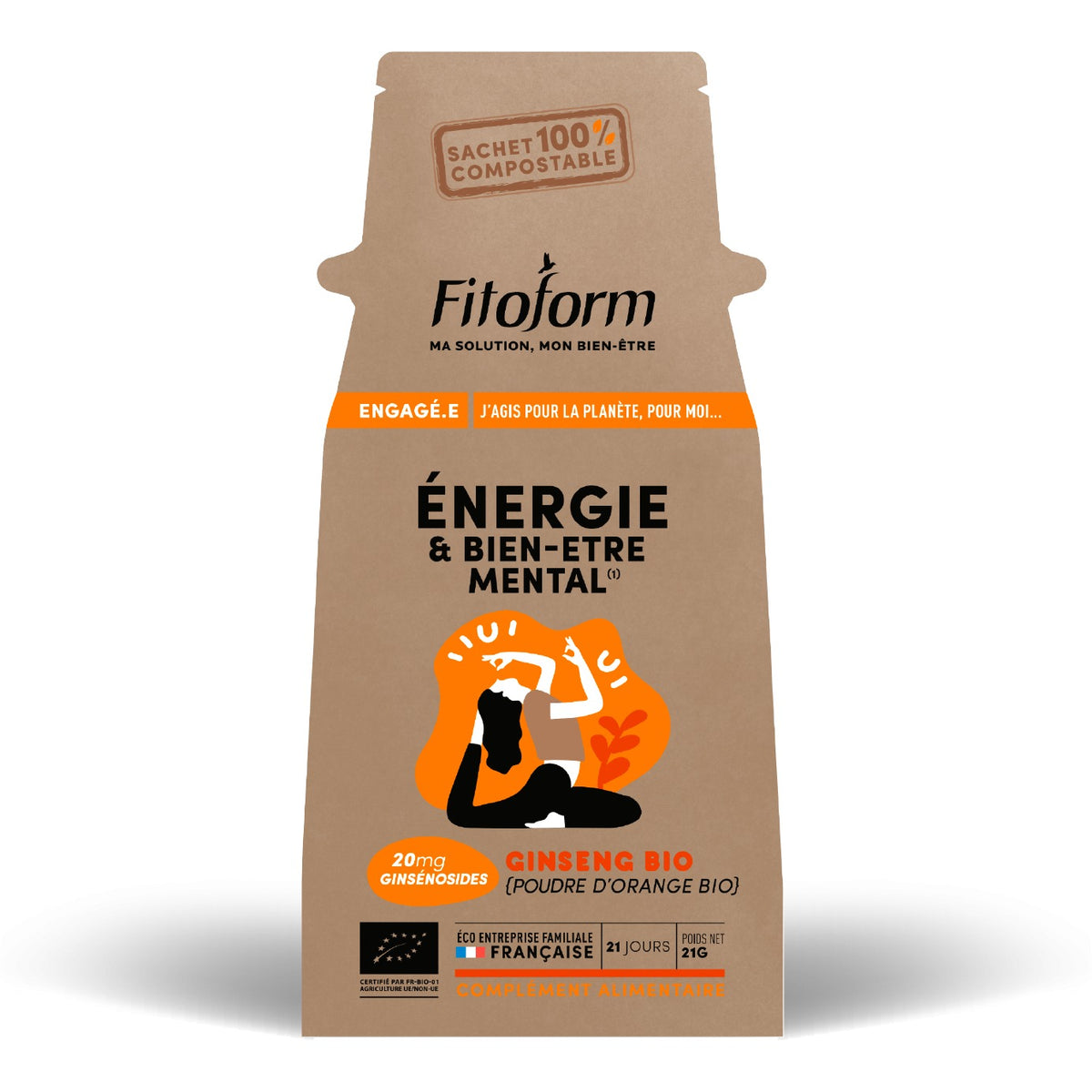 Ginseng - Poudre d'Orange - 42 Comprimés - Bio - Fitoform