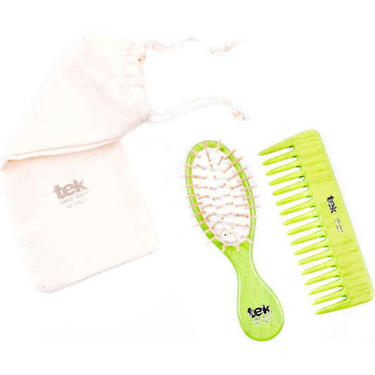 Set de Coiffure 2 Pièces avec Pochette en Coton - Bambou - TEK