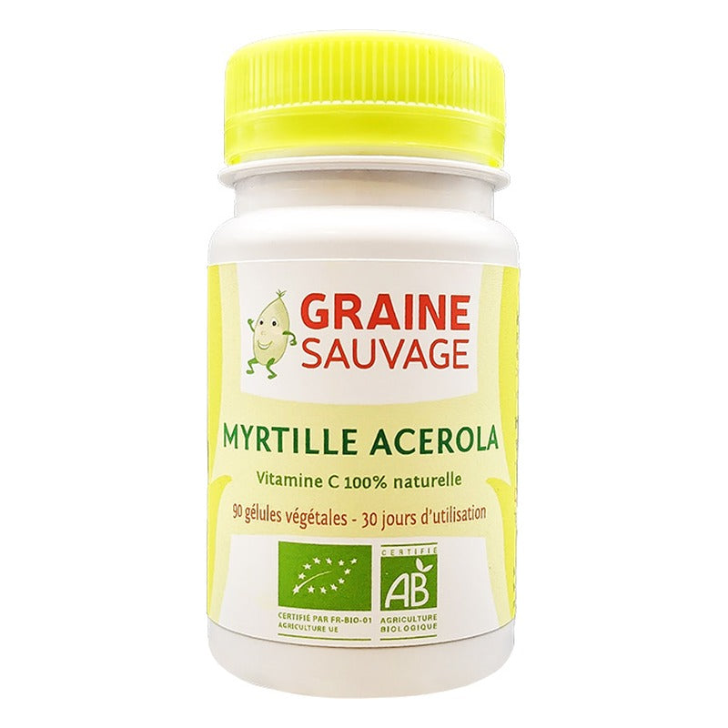 Myrtille Acérola - Extraits - 90 Gélules Végétales - Bio - Graine Sauvage