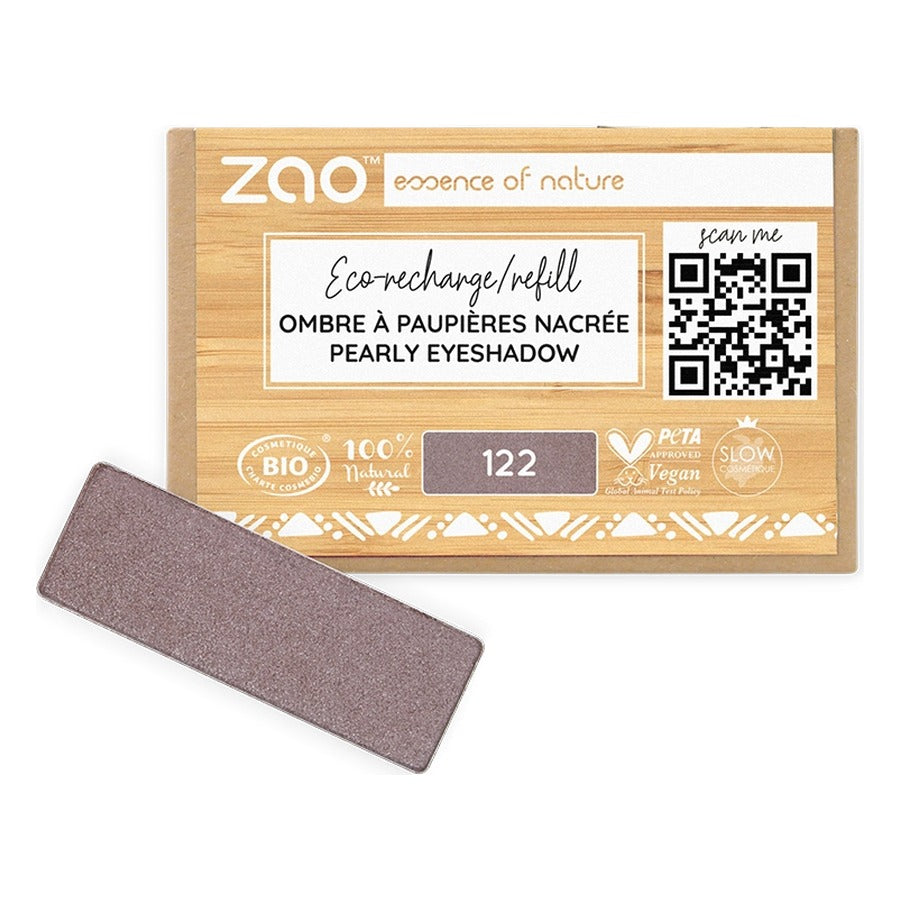 Recharge Ombre à Paupières Rectangle Nacré - 1,3 g - Zao - 122 - Rose des Sables