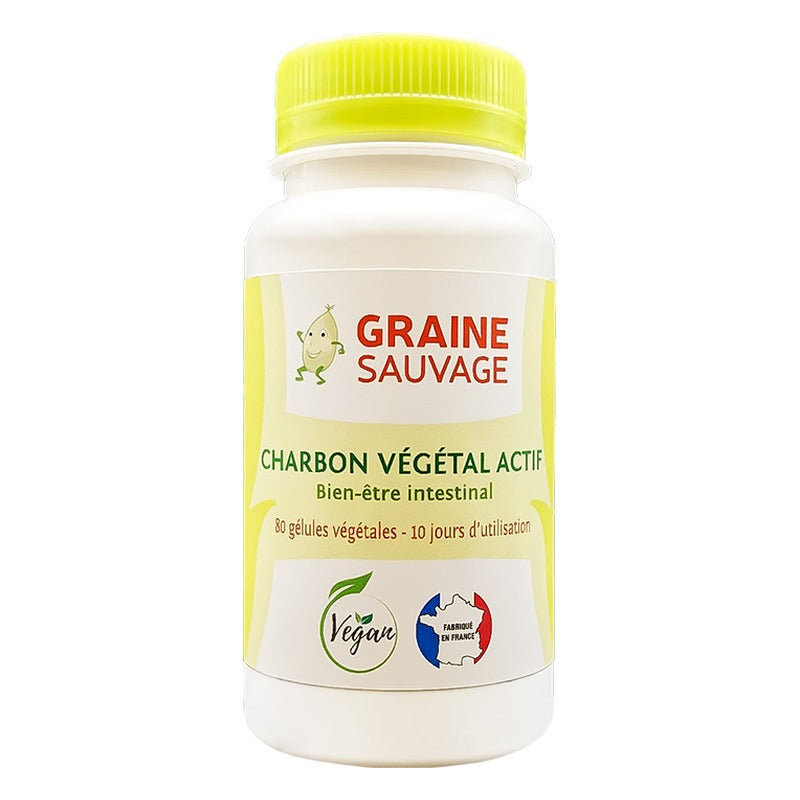 Charbon Végétal Actif - 80 Gélules Végétales - Graine Sauvage