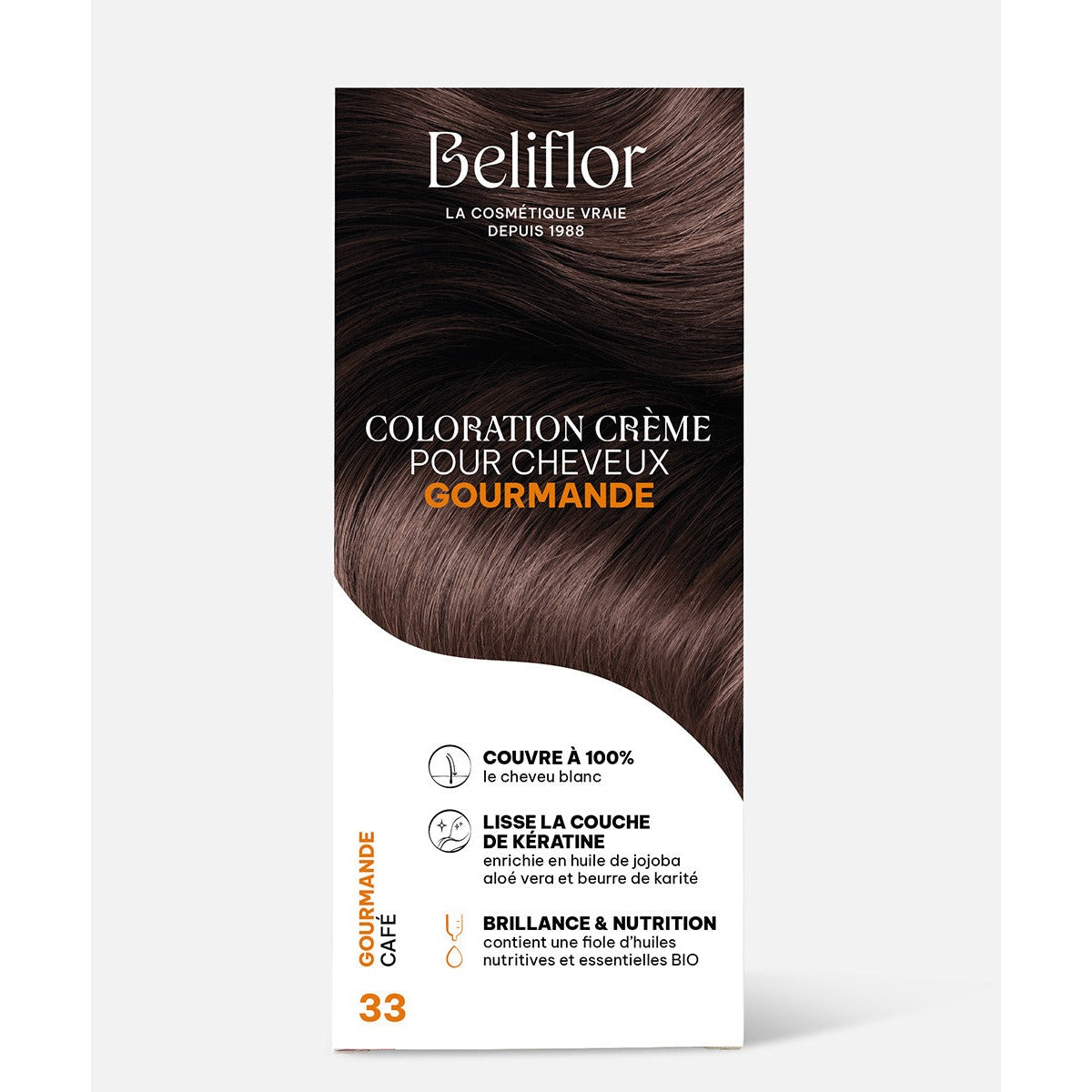 Coloration Crème Sans Ammoniaque - Kit de 135 ml - Beliflor - 33 Café