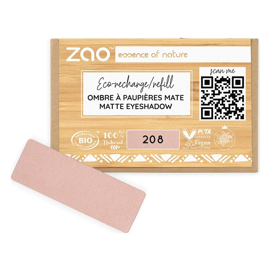 Recharge Ombre à Paupières Rectangle Mat - 1,3 g - Zao - 208 - Nude