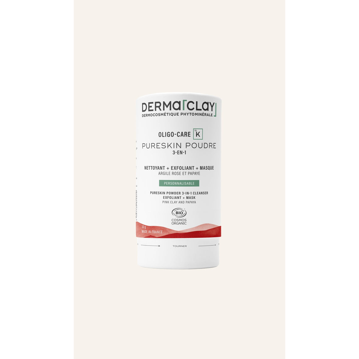 PureSkin Poudre Nettoyante 3 en 1 - 30 g - Cosmos Organic - Dermaclay