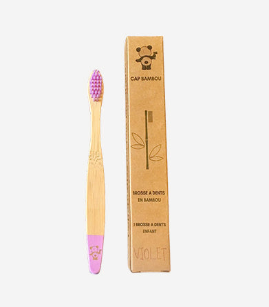 Brosse à Dents Enfant en Bambou - Violet - 1 Pièce - Cap Bambou