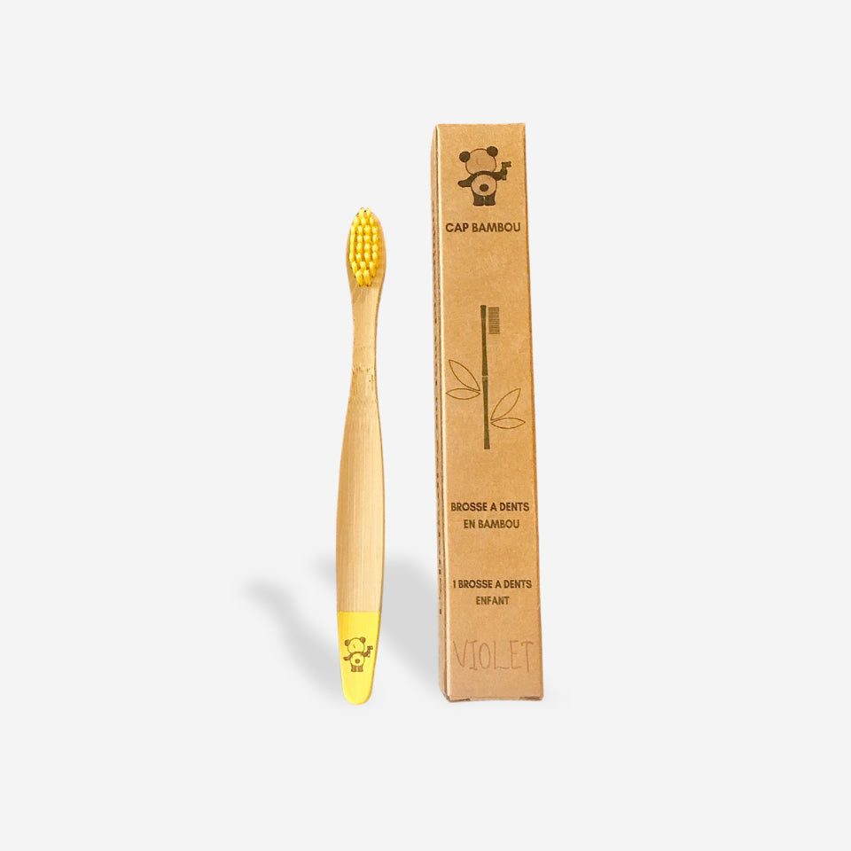 Brosse à Dents Enfant en Bambou - Jaune - 1 Pièce - Cap Bambou