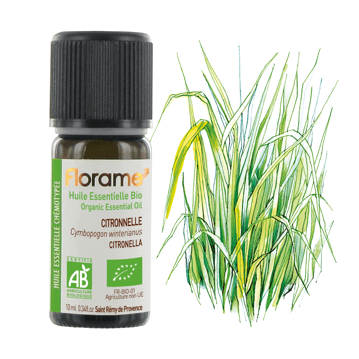 Huile Essentielle de Citronnelle - 10 ml - Bio - Florame
