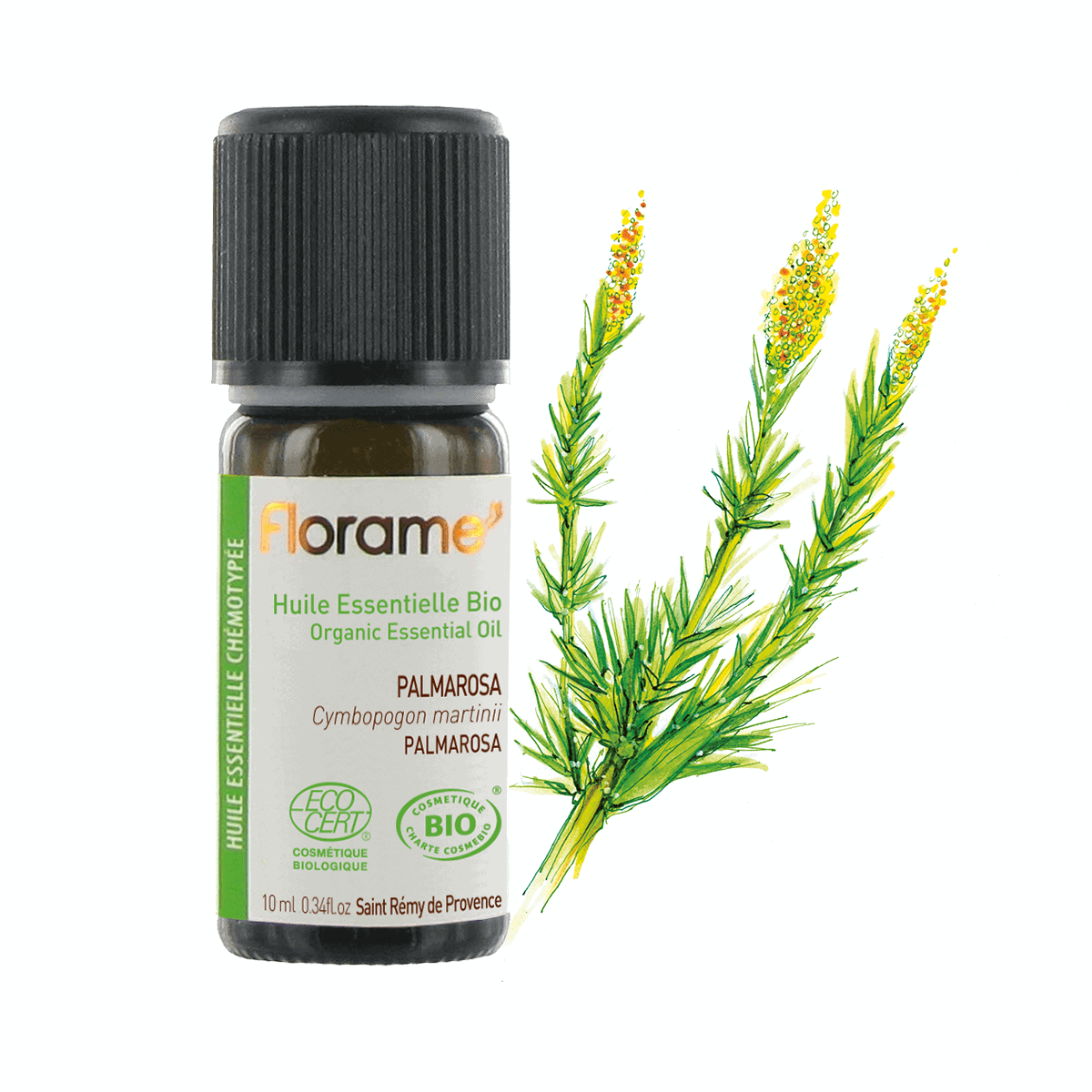 Huile Essentielle de Palmarosa - 10 ml - Bio - Florame