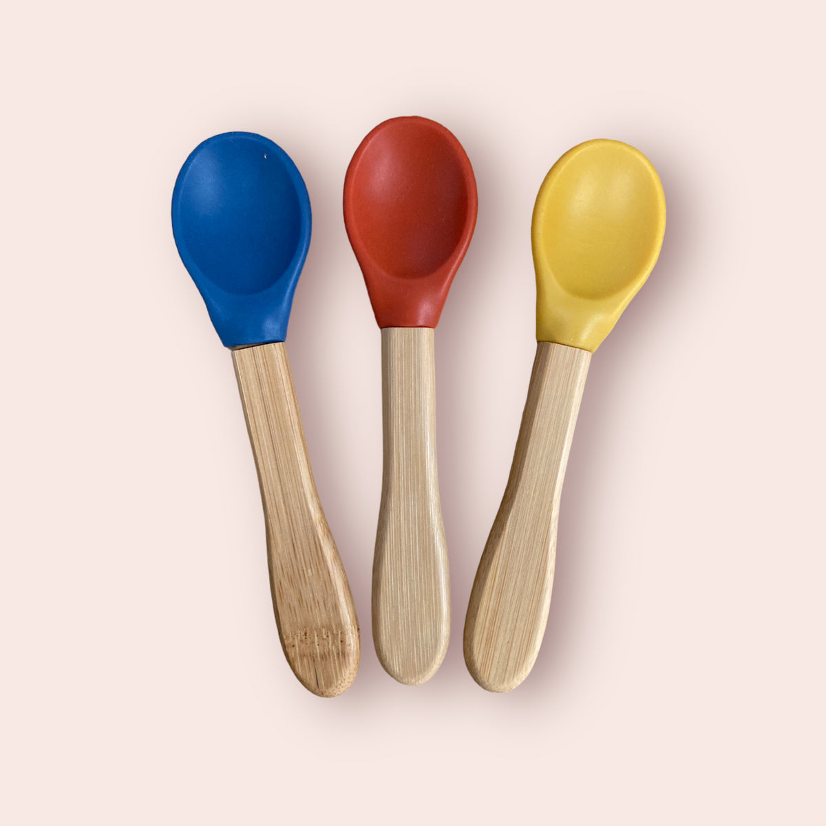 Cuillères Bébé en Bambou et Silicone - Les Obscurs (Moutarde, Bleu Marine et Terracotta) - Lot de 3 - Cap Bambou