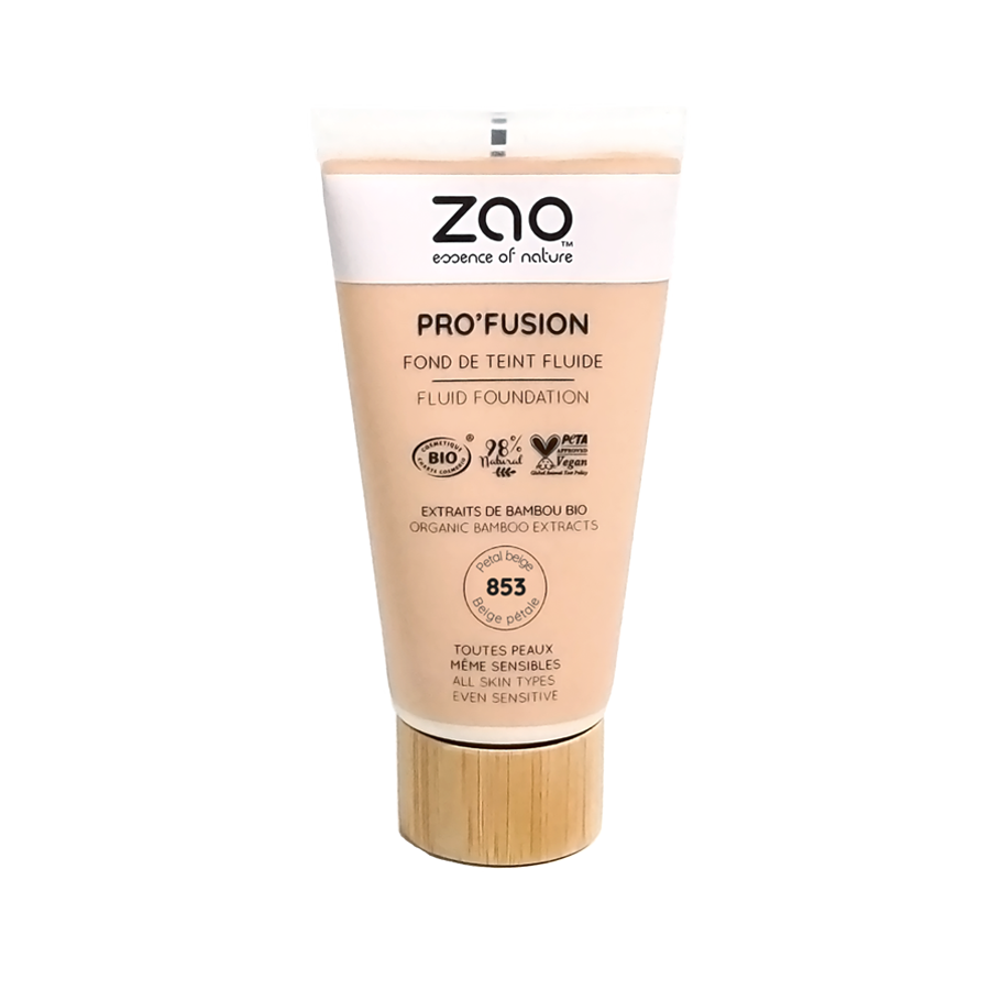 Fond de Teint Fluide Pro'fusion 853 - Beige Pétale - 30 ml - Zao
