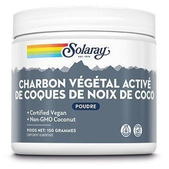 Charbon Végétal Activé de Coques de Noix de Coco - Pot de 150 g - Solaray
