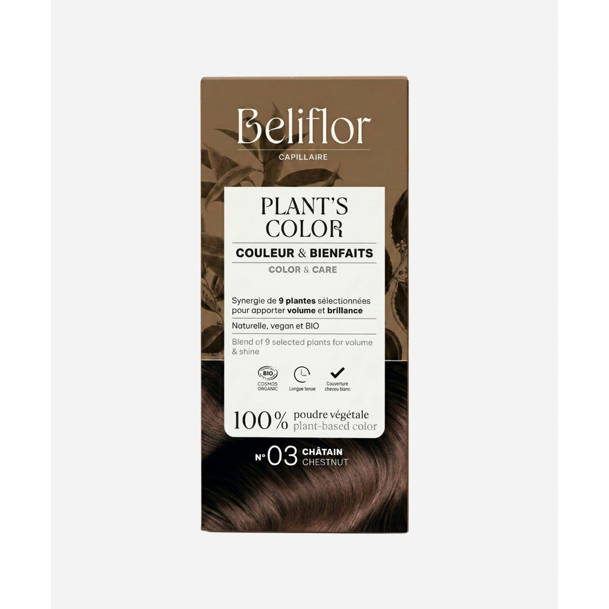 Coloration Végétale Plant's Color - 100 g - Cosmos Organic - Beliflor - 3 Châtain