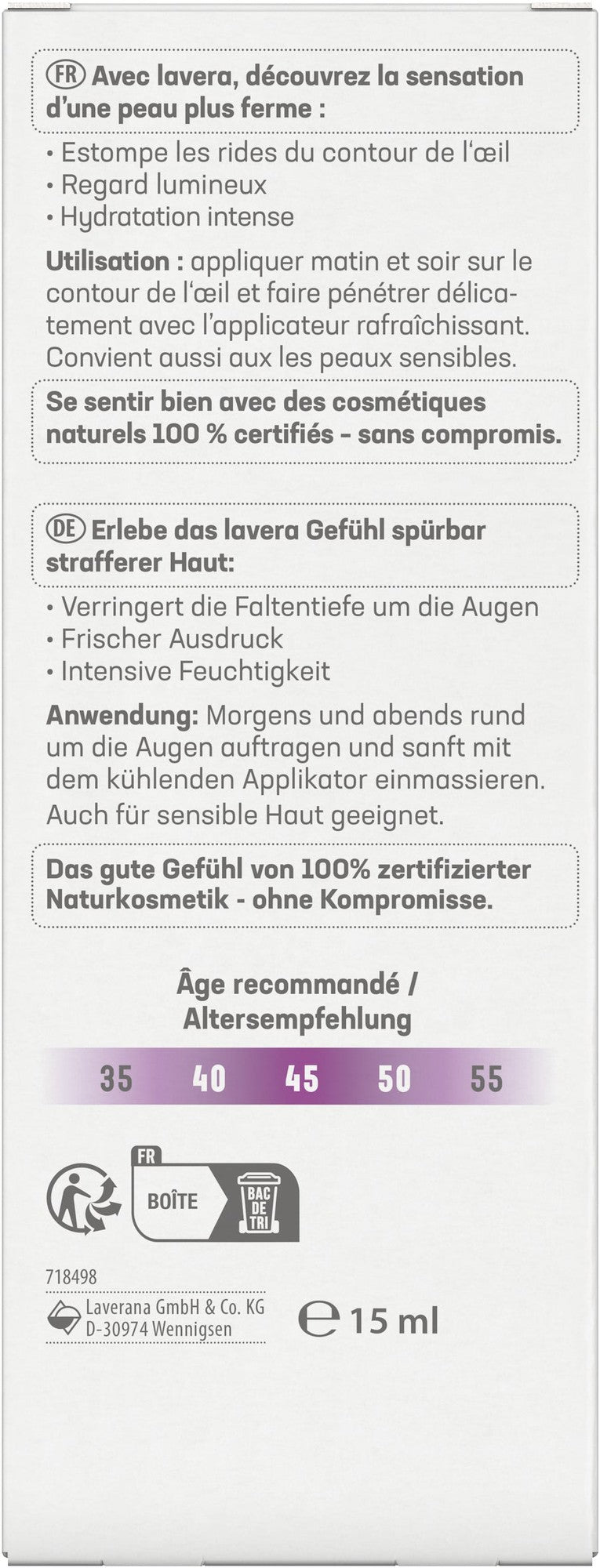 Soin Contour des Yeux Raffermissant - 15 ml - Lavera