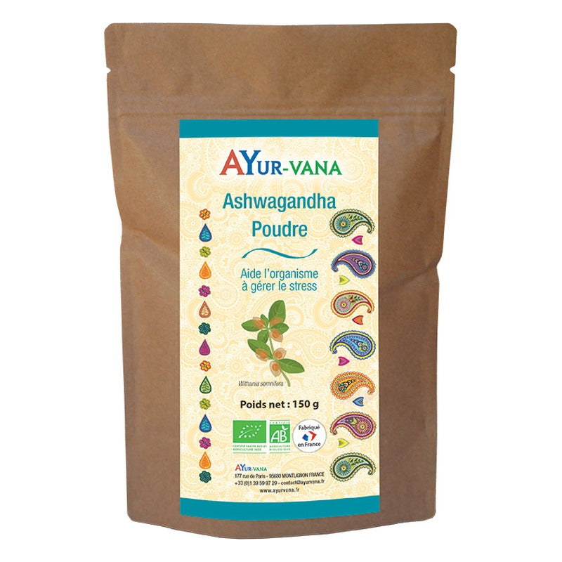 Ashwagandha - 150 g de Poudre en Sachet - Bio - Ayur-Vana