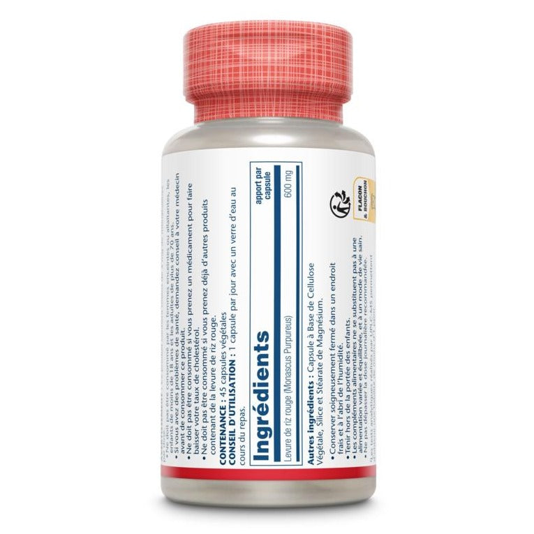 Levure de Riz Rouge - 600 mg - 45 Gélules Végétales - Solaray