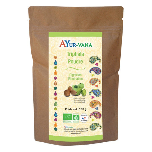 Triphala (Amalaki/Bibhitaki/Haritaki) - 150 g de Poudre en Sachet - Bio - Ayur-Vana