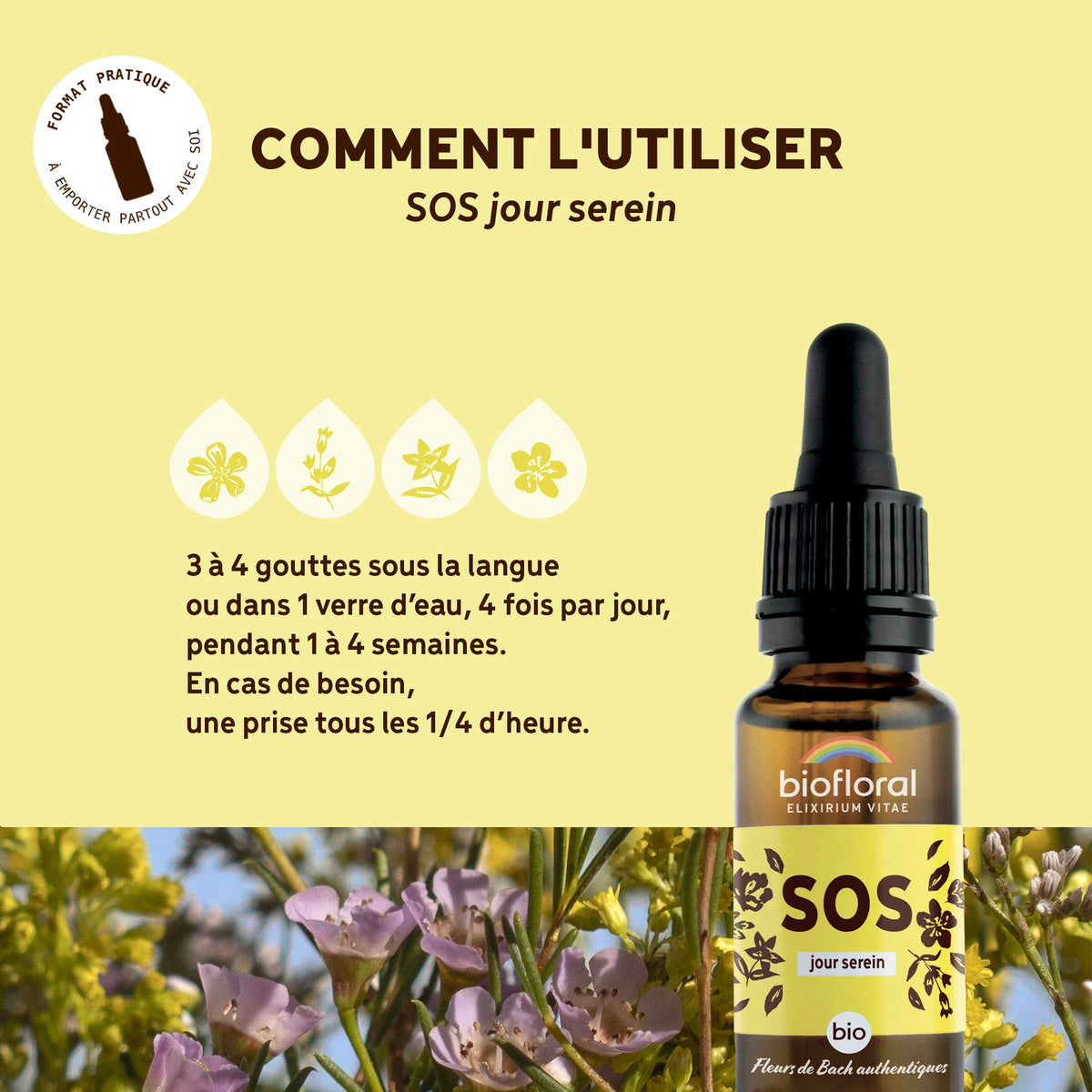 Fleurs de Bach SOS Secours Jour - 20 ml - Bio - Biofloral - Compte-Gouttes
