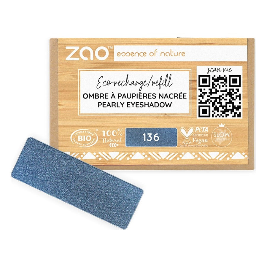 Recharge Ombre à Paupières Rectangle Nacré - 1,3 g - Zao - 136 - Bleu Nuit