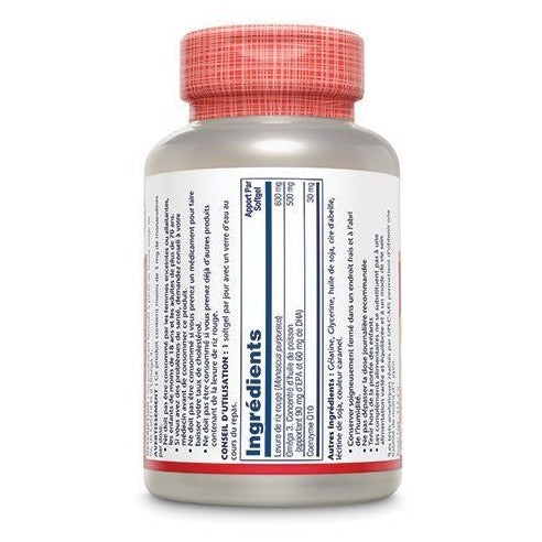 Levure de Riz Rouge, Co Q10 et Oméga 3 - 600 mg / 30 mg / 500 mg - 60 Capsules Molles - Solaray