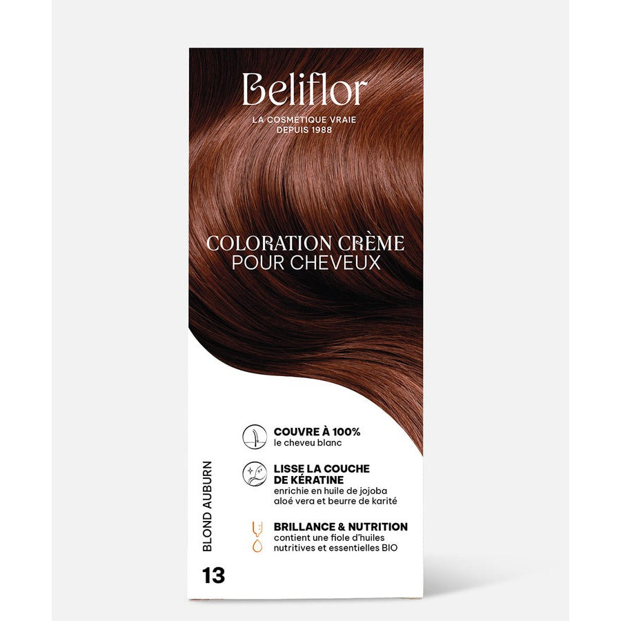 Coloration Crème Sans Ammoniaque - Kit de 135 ml - Beliflor - 13 Blond Auburn