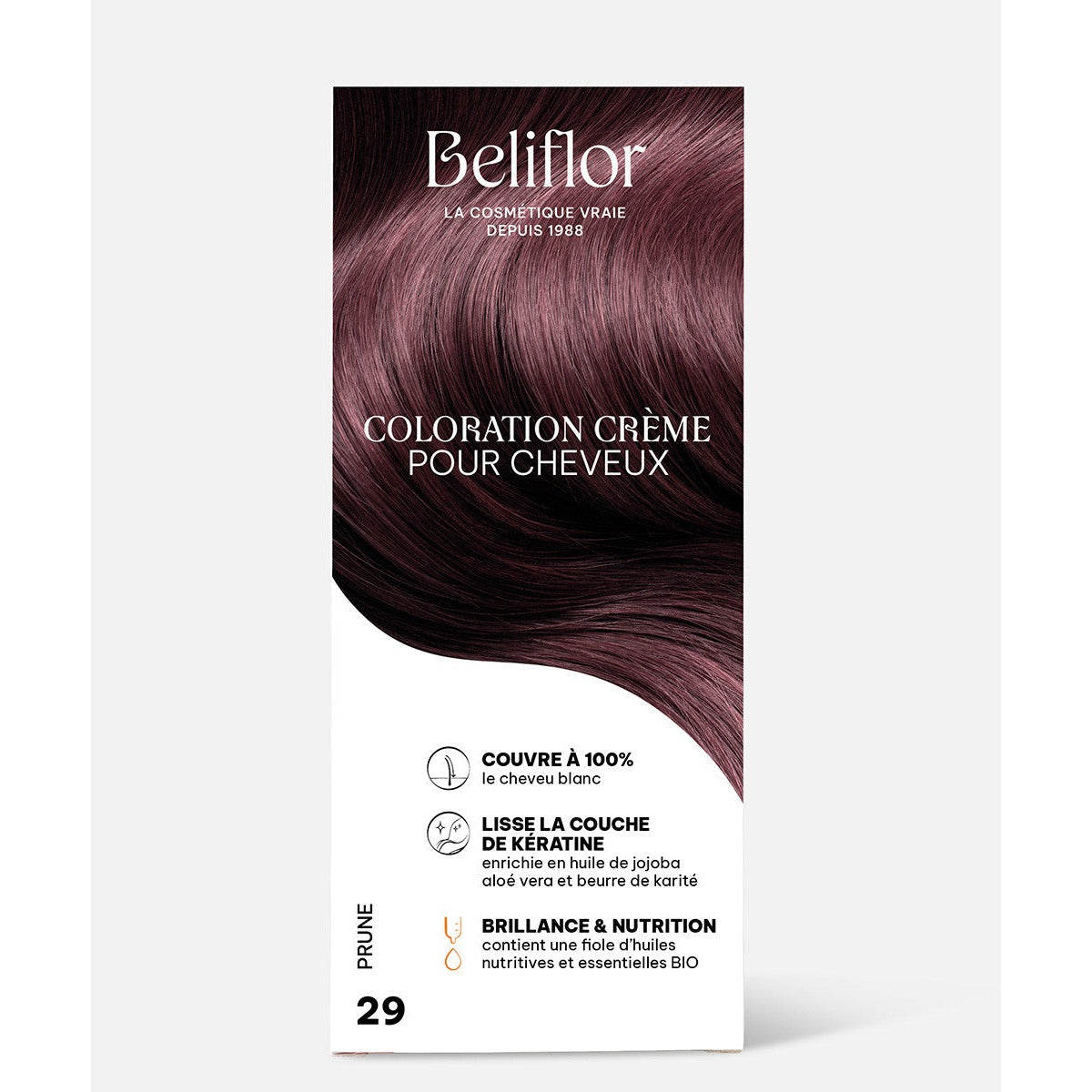 Coloration Crème Sans Ammoniaque - Kit de 135 ml - Beliflor - 29 Prune