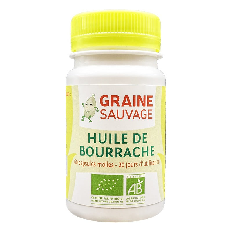 Huile de Bourrache - 60 Capsules Molles - Bio - Graine Sauvage