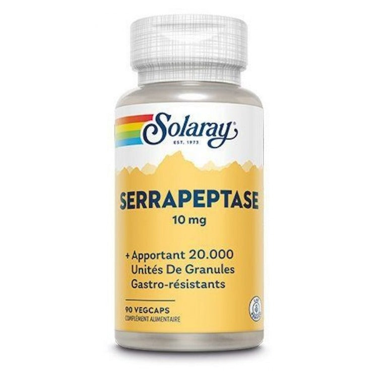 Serrapeptase (Gastro-Résistant) - 10 mg - 90 Gélules Végétales - Solaray