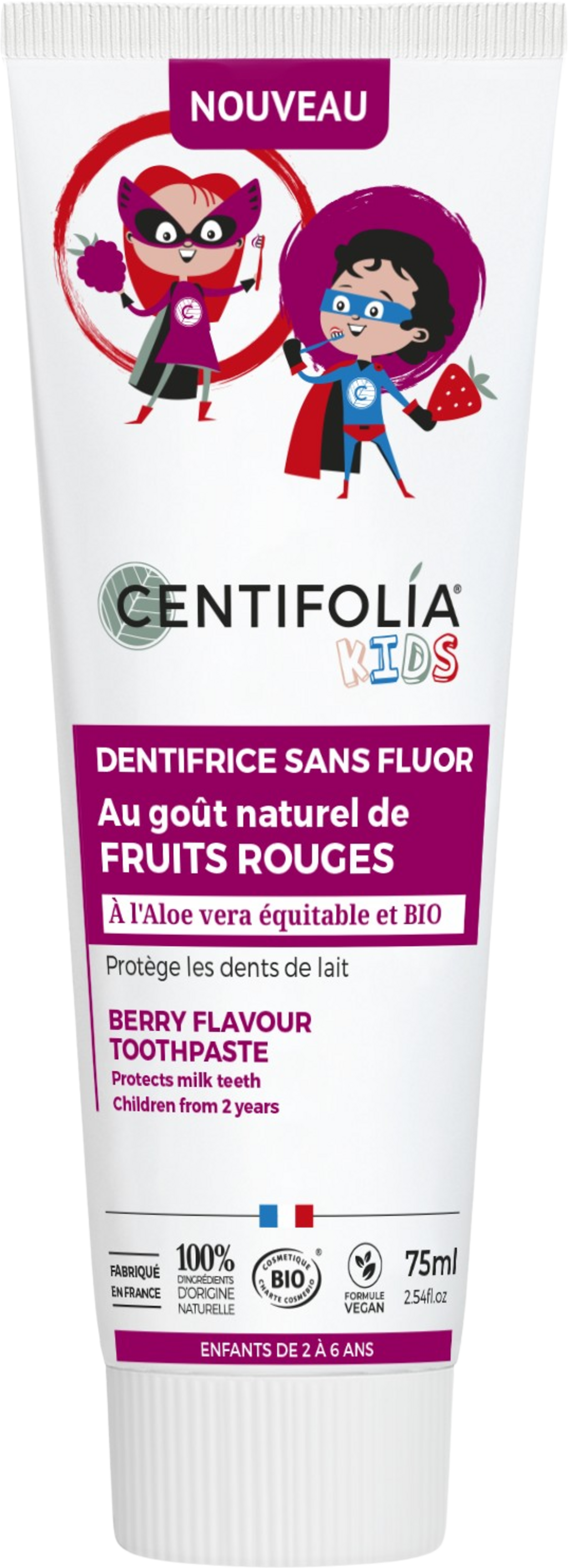 Dentifrice sans Fluor Enfants - Fruits Rouges - 75 ml - Centifolia